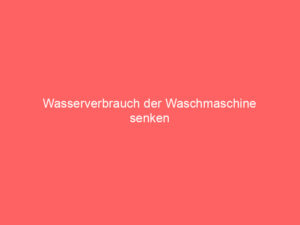 wasserverbrauch der waschmaschine senken