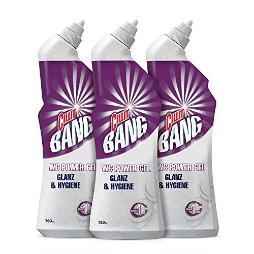 CILLIT BANG WC Power Gel Glanz & Hygiene – Kraftvoller WC-Reiniger mit Aktiv-Chlor – 3 x 750 ml